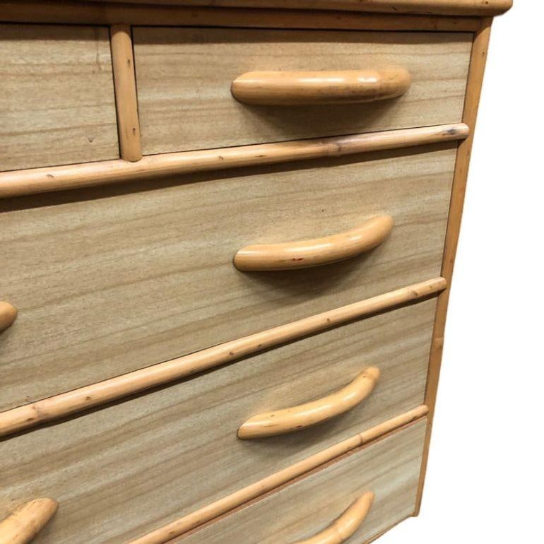 Restored Mid Century Rattan Dresser/Vanity Bedroom Set - 3