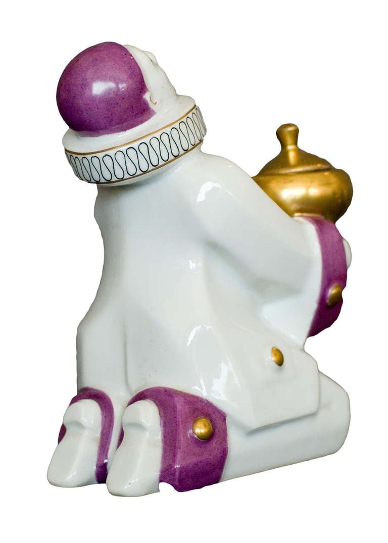 French Harlequin Ceramic Ink and Pen Stand by Aladin - 4