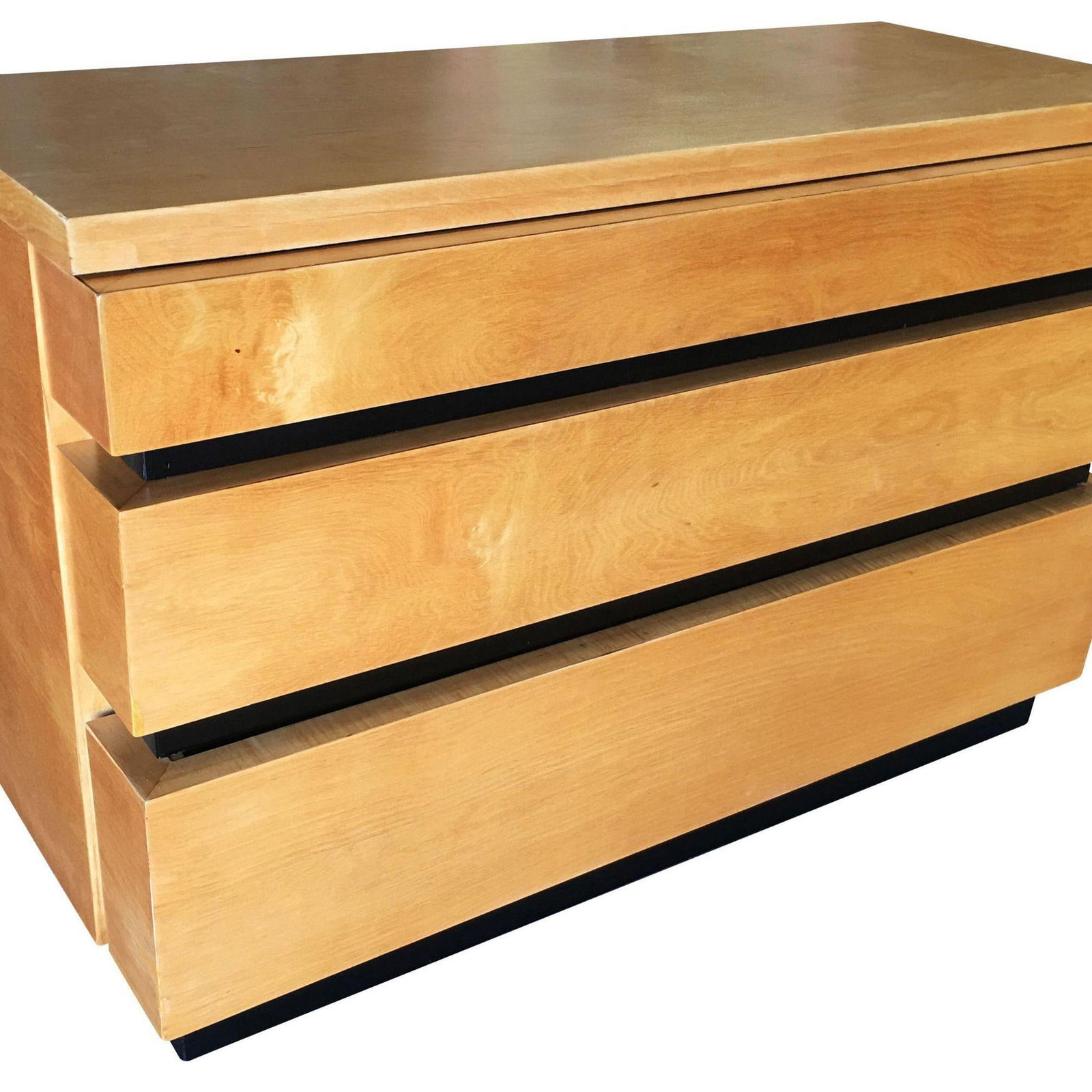 Eliel Saarinen Inspired Streamline Moderne Lowboy Dresser w/ Black Front - 12