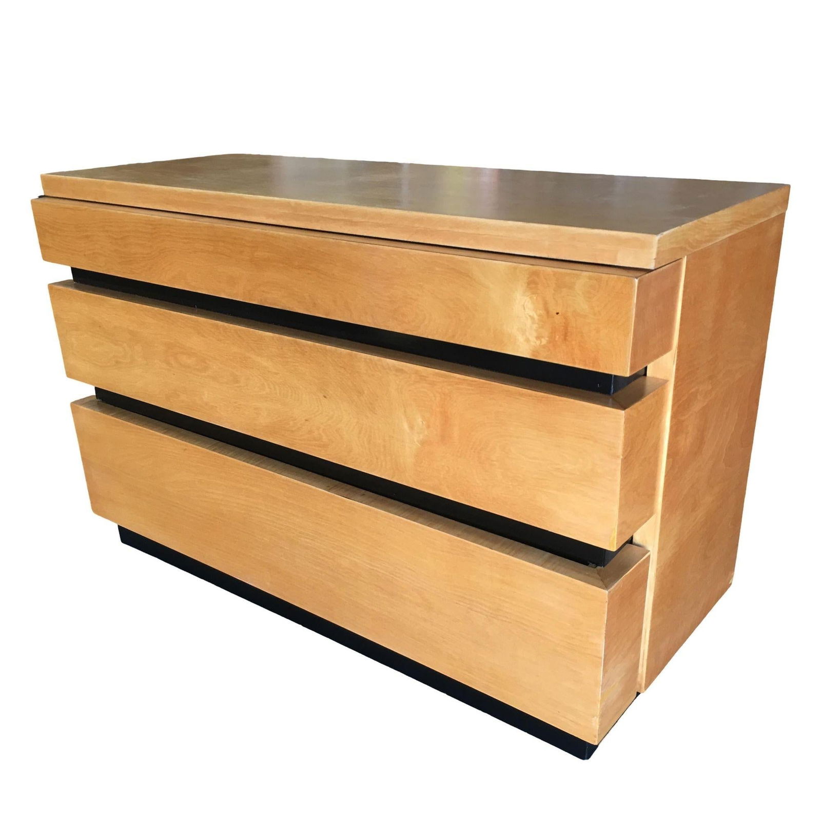 Eliel Saarinen Inspired Streamline Moderne Lowboy Dresser w/ Black Front - 9