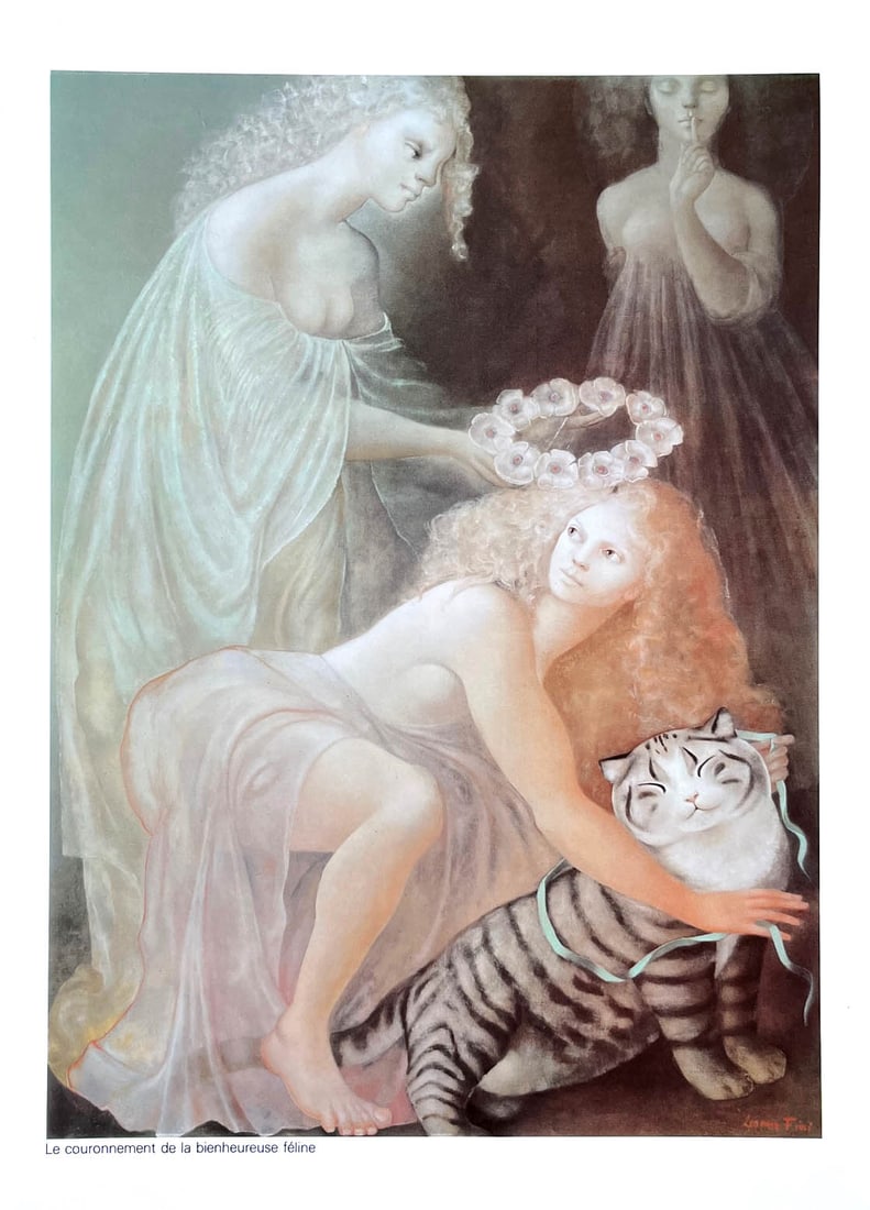 Leonor Fini Photogravure Le couronnement de la bienheureuse feline 1980: Title: Leonor Fini Photogravure Le couronnement de la bienheureuse feline 1980 Artist: Leonor Fini Size: Description: Artist: Leonor Fini Country: Argentina Title: Le couronnement de la bienheureuse f