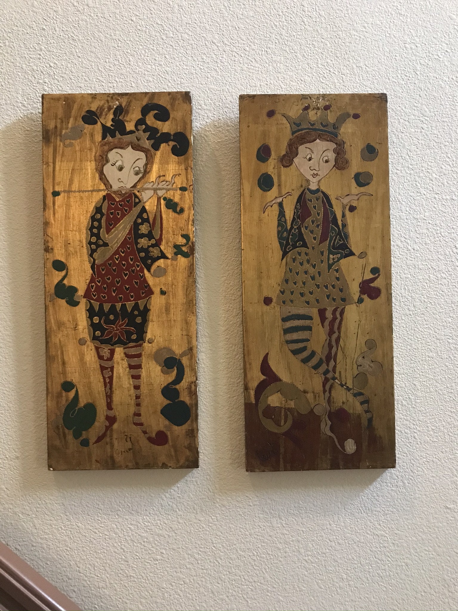 Pair of Signed Folk Art Sculptural Wall Objects (1 of 1)