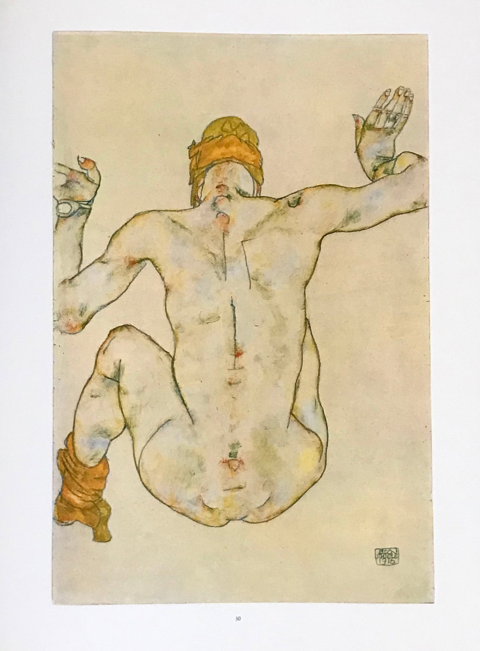 1981 Egon Schiele 30 Erotic Drawing Seated back Figure (1 of 1)