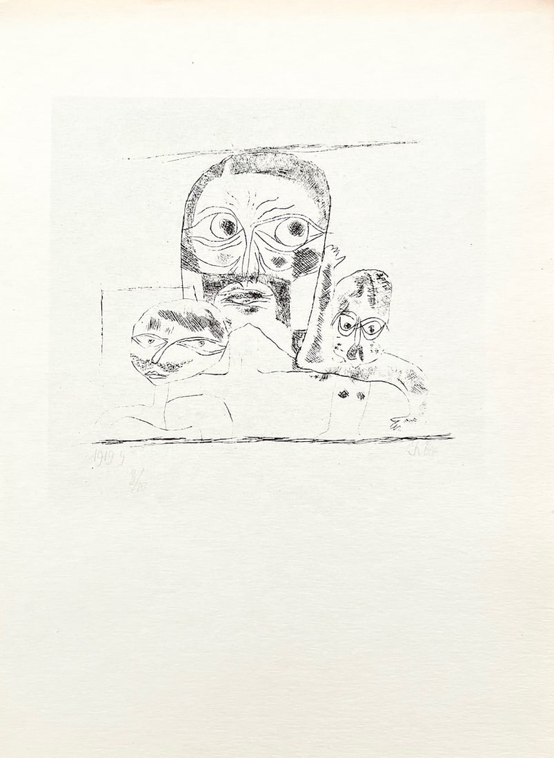 1947 Paul Klee Engraving 18 Three Heads 1919: Title: 1947 Paul Klee Engraving 18 Three Heads 1919 Artist: Klee Size: 1 Description: Artist: Paul Klee Country: Switzerland / Germany Title: Three Heads -1919 Medium: Engraving - 18 printed: 1947 by
