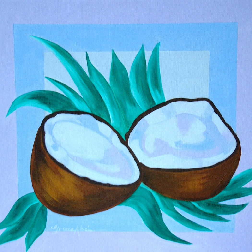 Grace Absi Coconut 2001 Oil Painting on Canvas: Title: Grace Absi Coconut 2001 Oil Painting on Canvas Artist: Grace Absi, Grace Absi Original Artworks, Grace Absi Variety Size: 1 Description: Title: Coconut Artist:?Grace Absi Country: USA Medium: