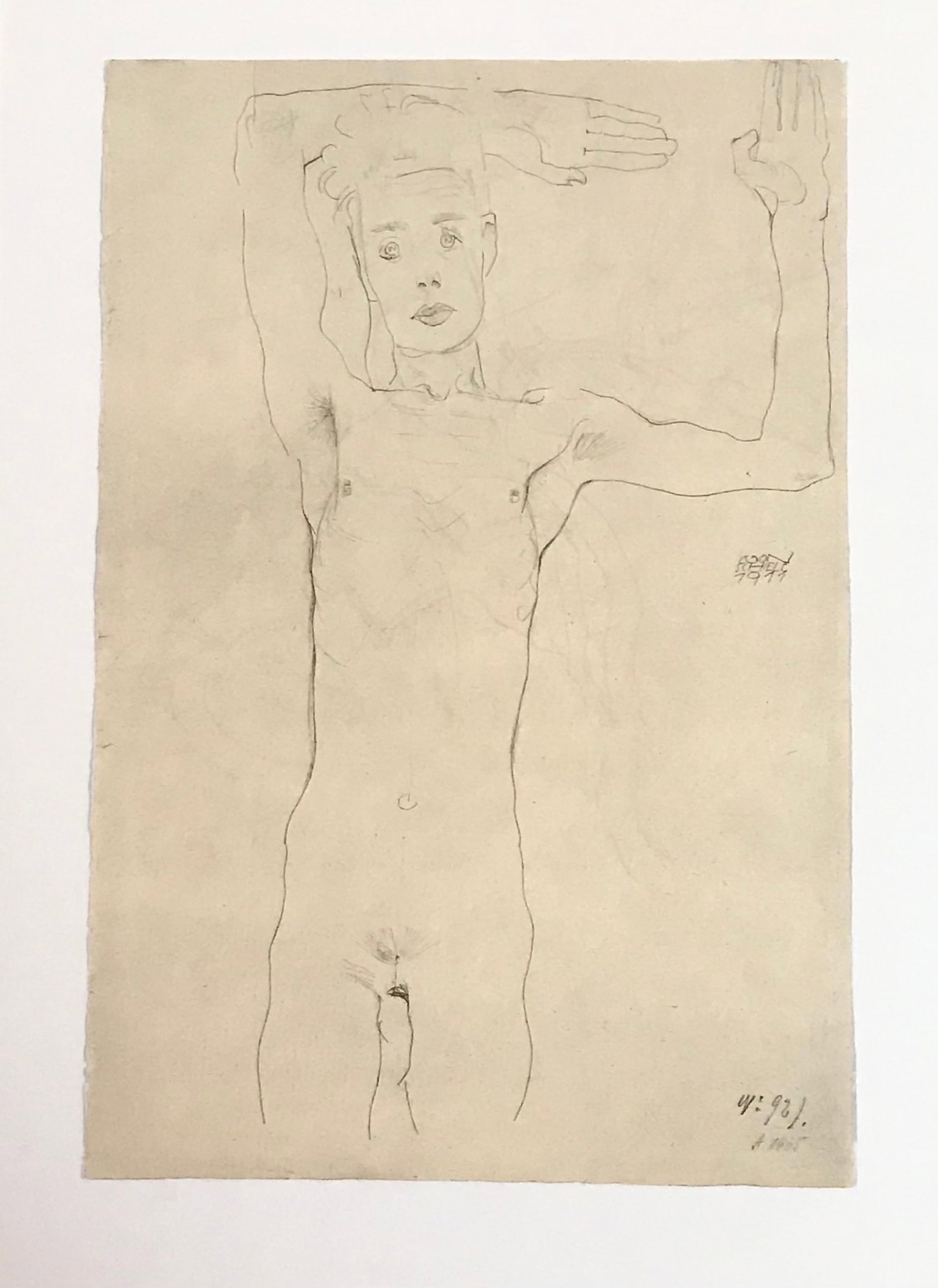 1981 Egon Schiele 36 Erotic Drawing Standing Male Figure (1 of 1)