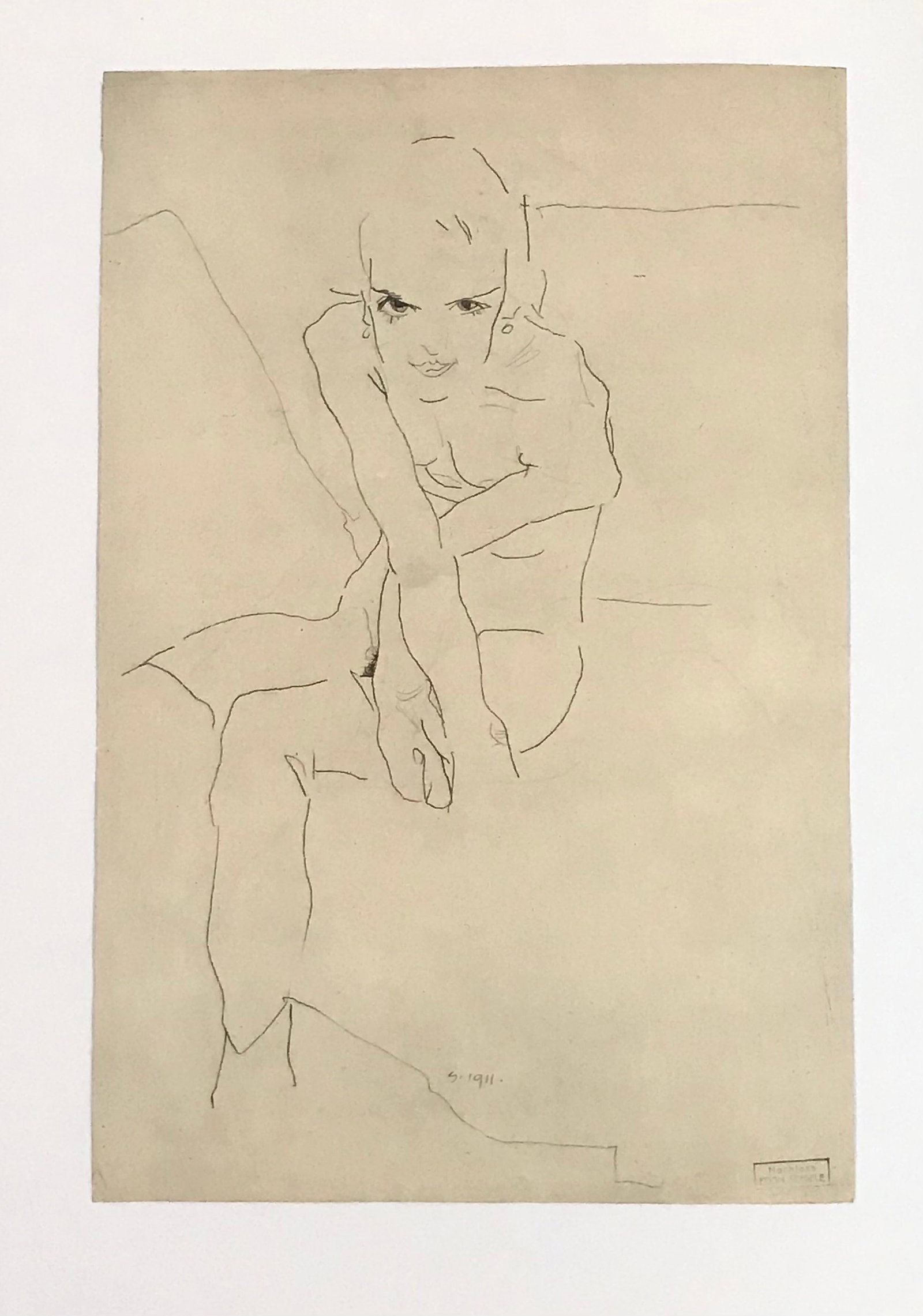 1981 Egon Schiele 37 Erotic Drawing Seated Girl (1 of 1)