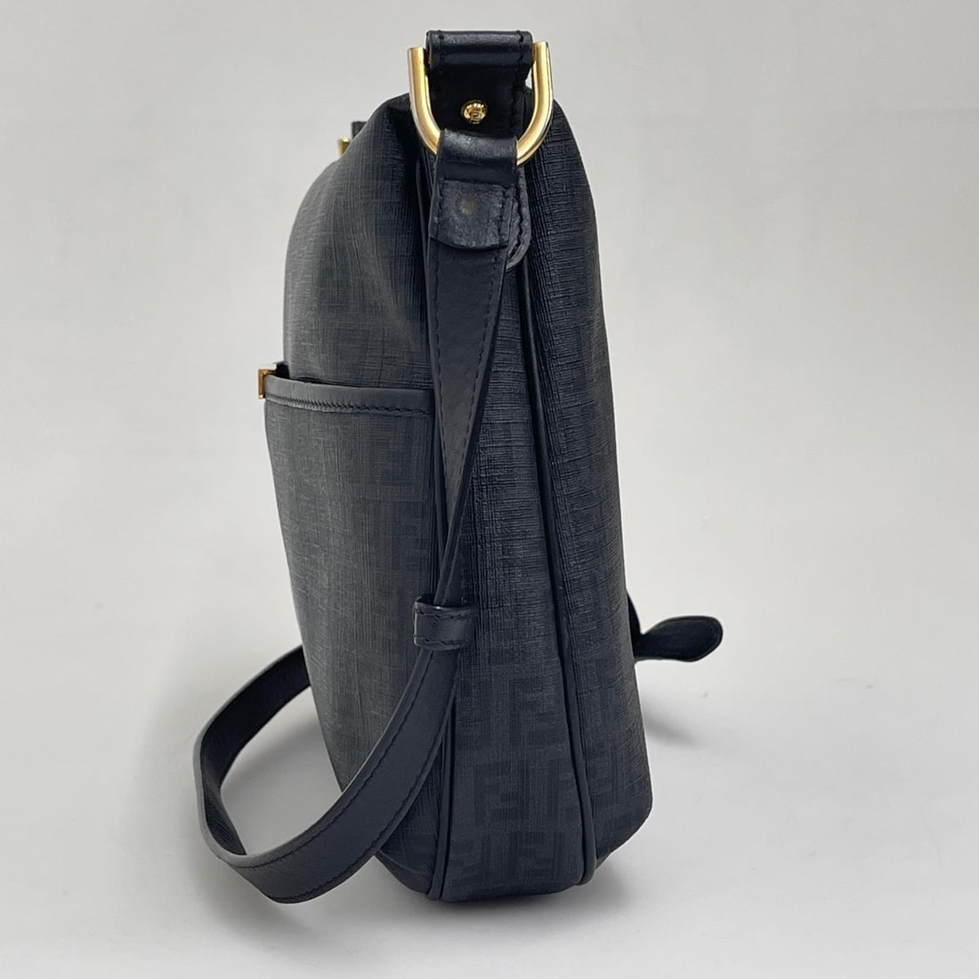FENDI Black Zucchino Coated Canvas Shoulder Bag - 2