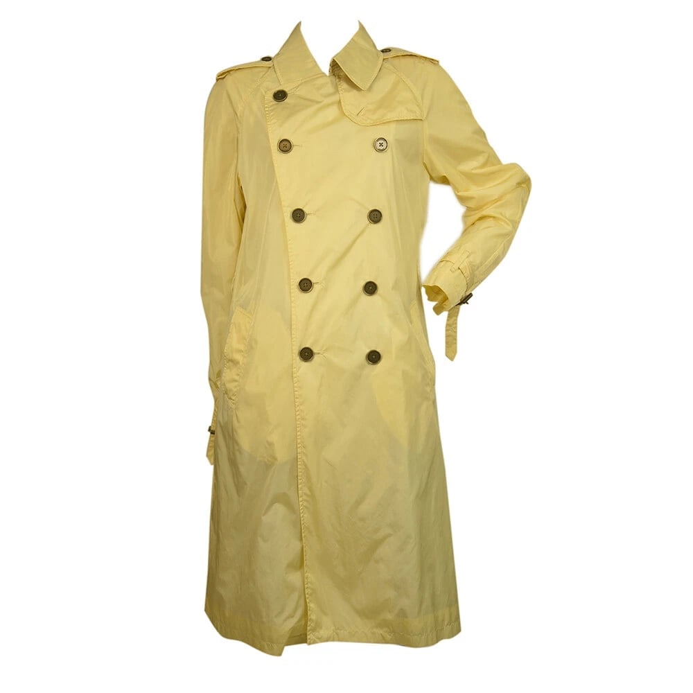 Burberry Light Yellow Polyamide Raincoat Mac Trench Jacket Coat size US8, UK10 - 8