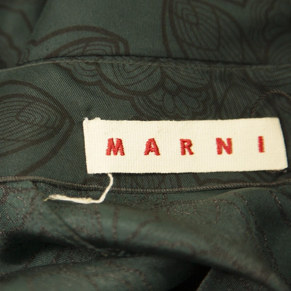 Marni Dark Teal Pleated Jacquard Floral Long Sleeves Tunic Blouse Top - 3