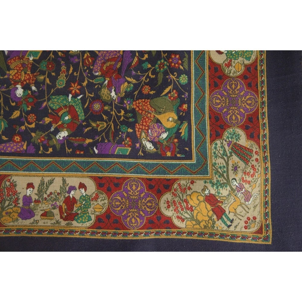 Oriental Multicolor Square Foulard Scarf Colorful Print, superb - 4