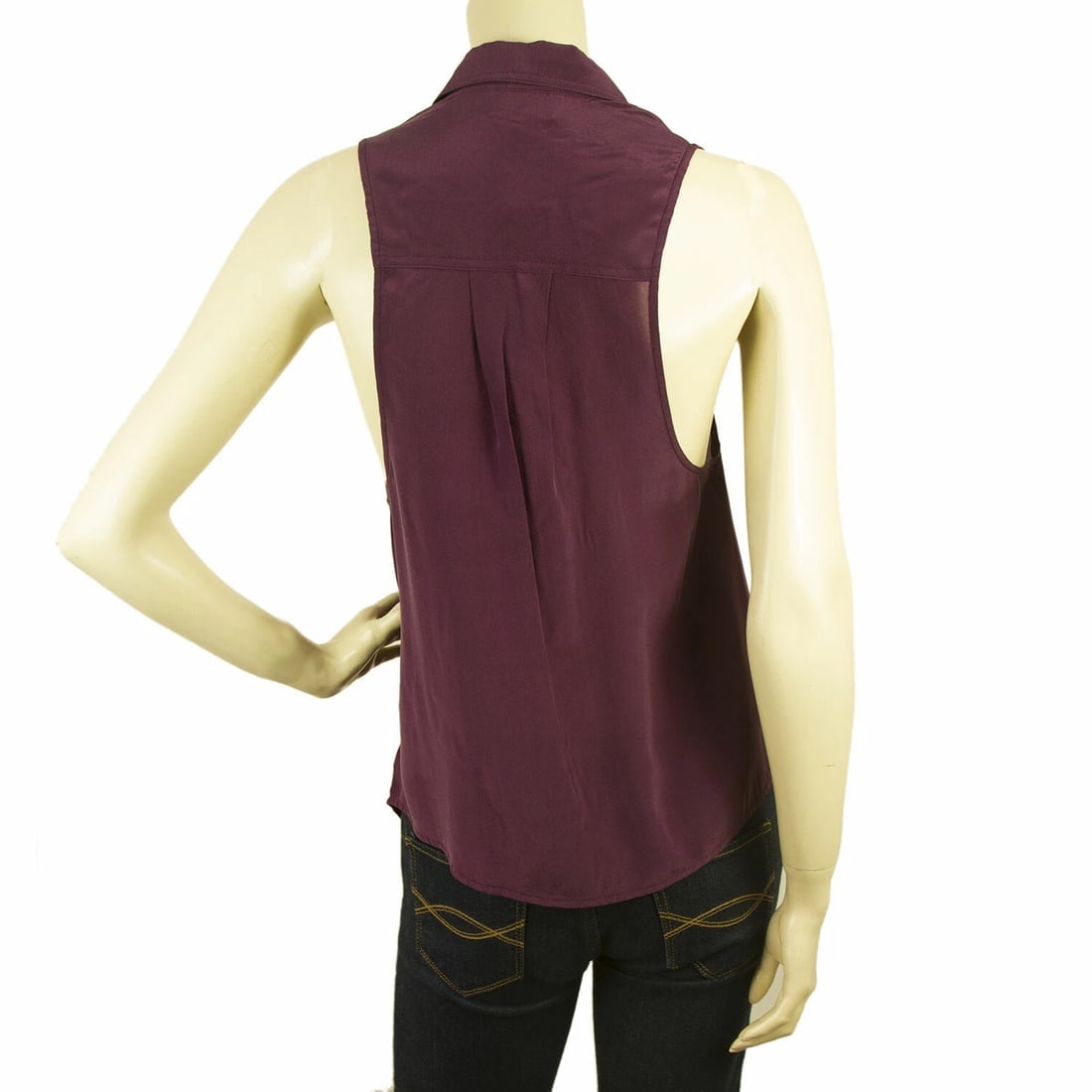 American Retro Purple100% Silk Sleeveless Button Shirt Top Blouse – Sz 36 - 2