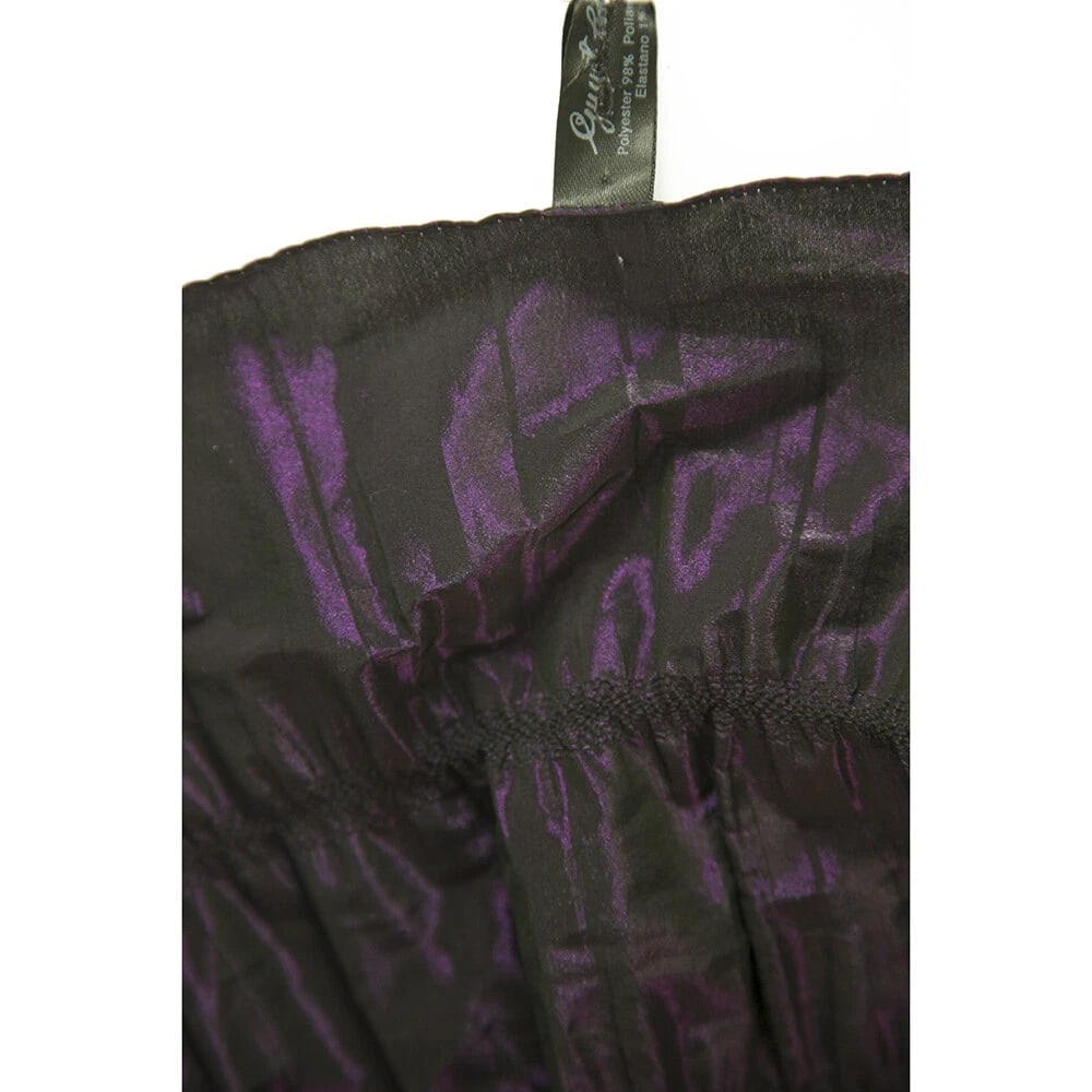 Black Purple Polyester Rectangular Ruched Fabric Long Scarf Shawl - 6
