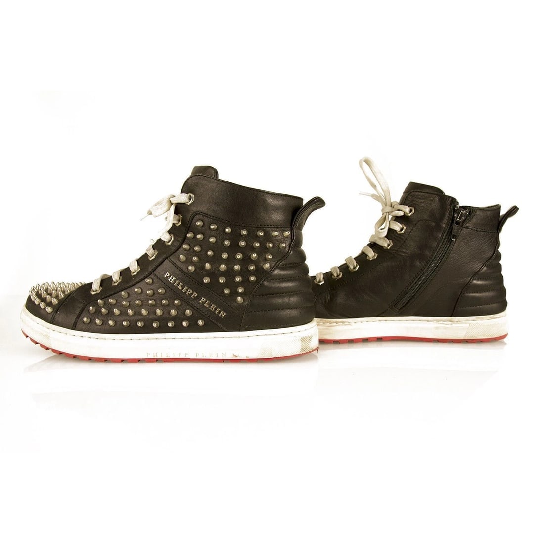PHILIPP PLEIN Studded Hi-top Leather Sneakers High Top Trainers sz 37 Shoes - 4