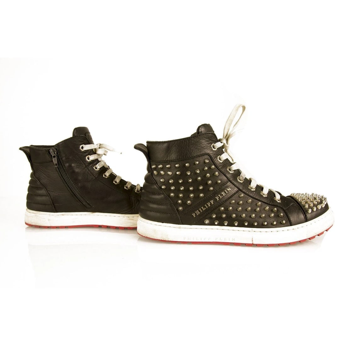 PHILIPP PLEIN Studded Hi-top Leather Sneakers High Top Trainers sz 37 Shoes - 5