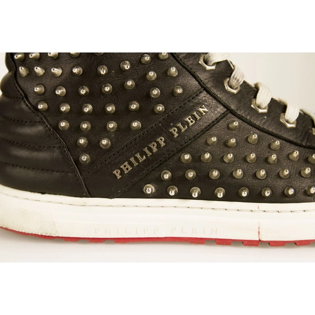 PHILIPP PLEIN Studded Hi-top Leather Sneakers High Top Trainers sz 37 Shoes - 7