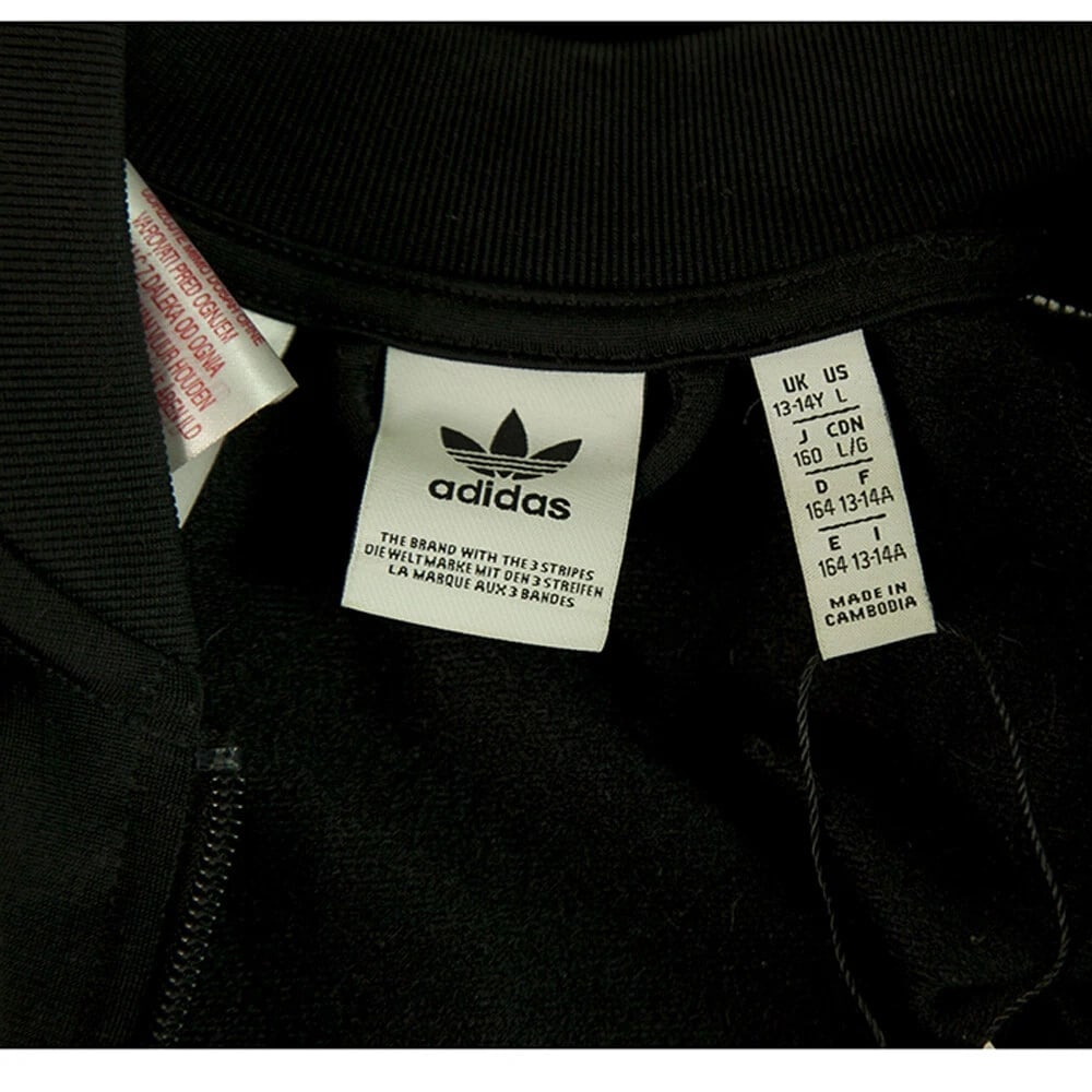 Adidas Black White Stripes Zipper Front Lightweight Unisex Jacket 13 - 14 years - 3