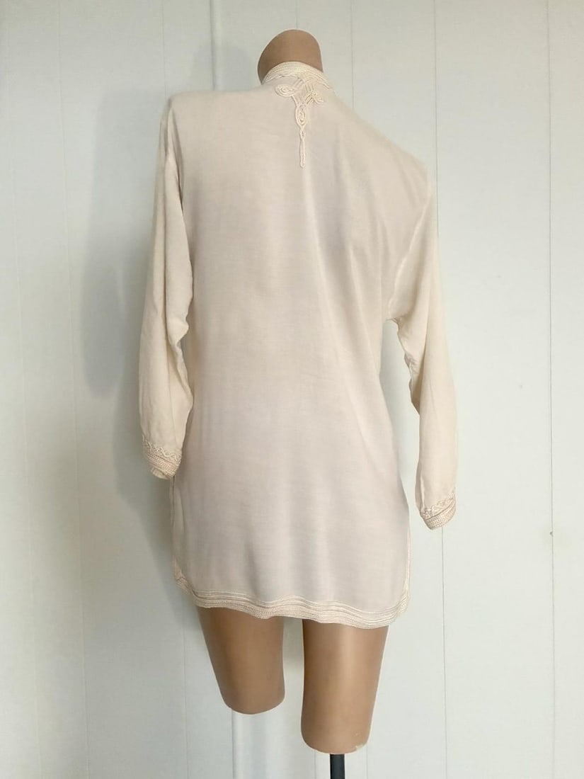 Vintage 1970s White Cotton Moroccan Blouse Sz S - 5