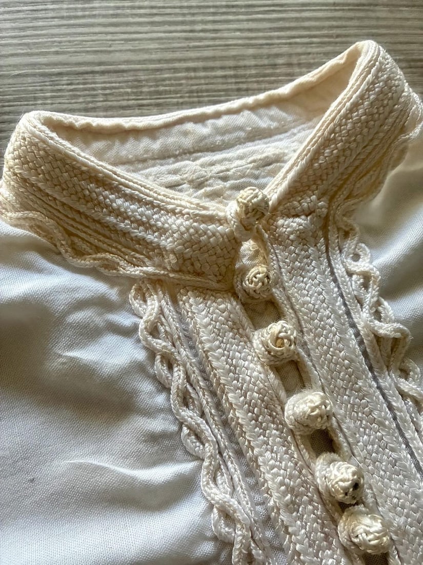 Vintage 1970s White Cotton Moroccan Blouse Sz S - 7