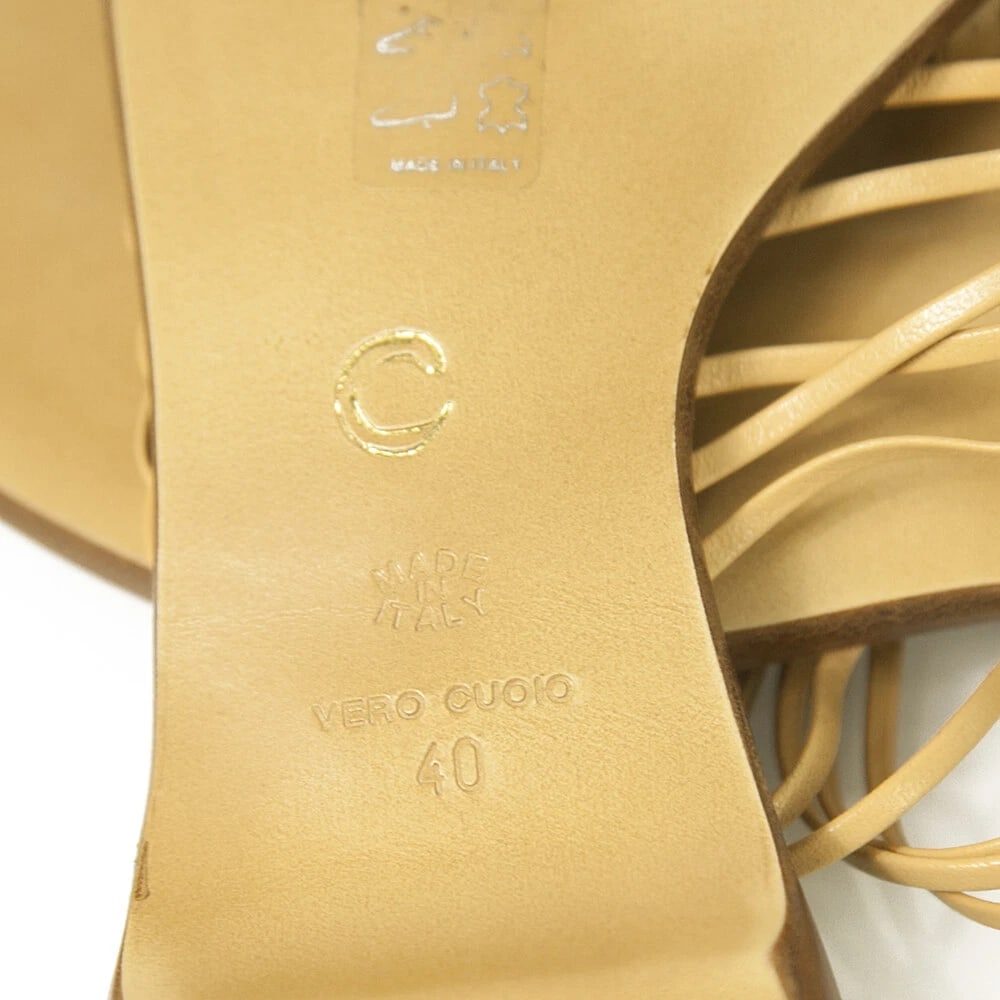 Roberto Cavalli Beige Leather Thin Straps Thong Flats Ankle Sandals Shoes sz 40 - 8