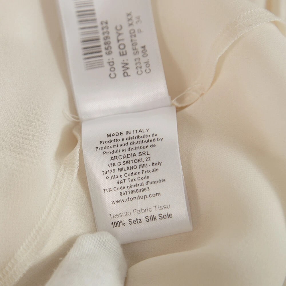 Dondup Off White Ecru 100% Silk Long Blouse Top with Scarf size 42 - 4