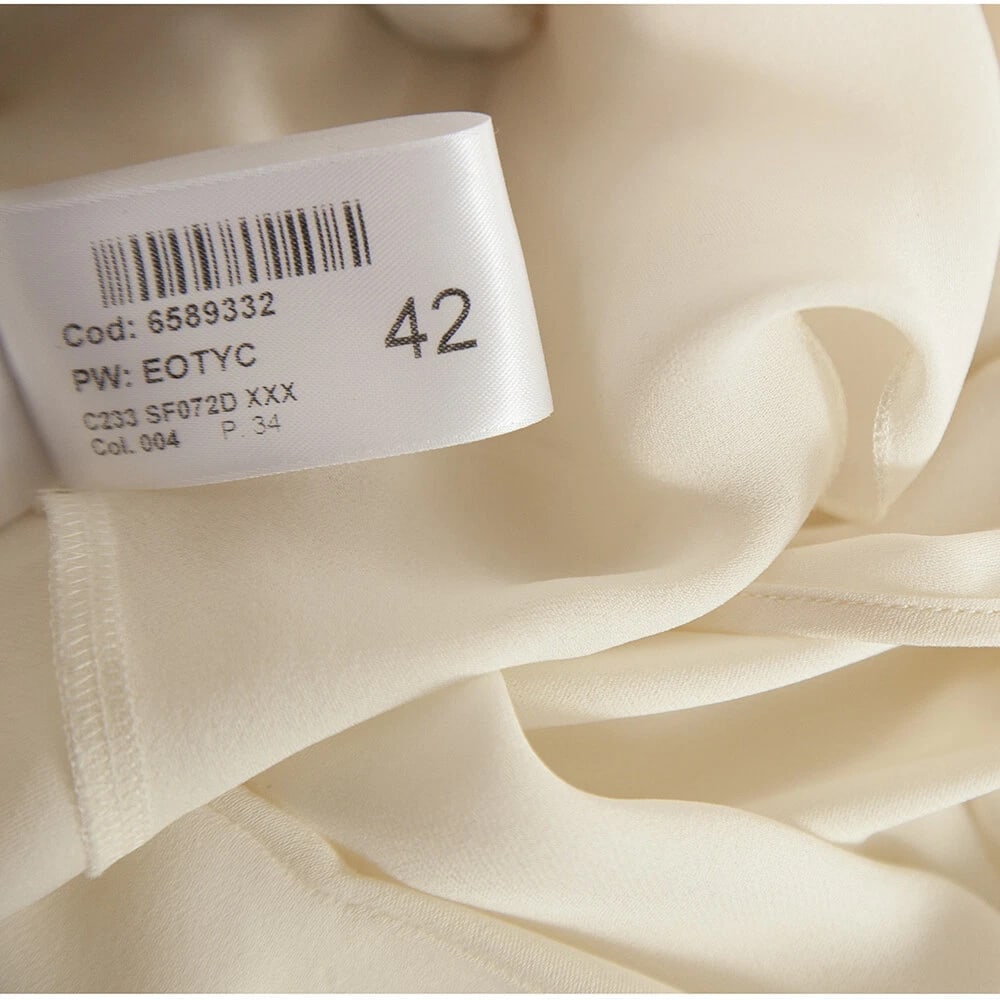 Dondup Off White Ecru 100% Silk Long Blouse Top with Scarf size 42 - 5