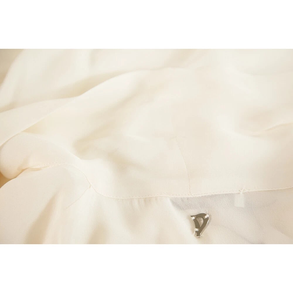 Dondup Off White Ecru 100% Silk Long Blouse Top with Scarf size 42 - 6