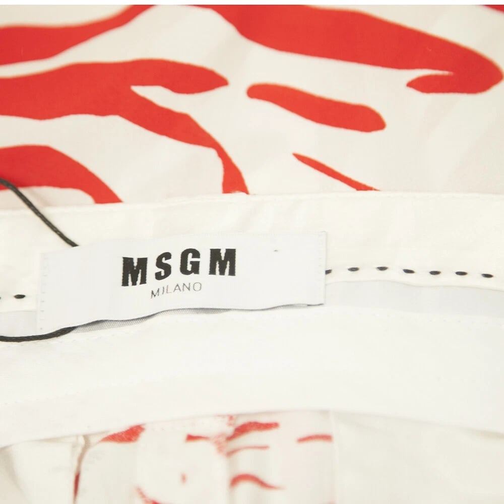 MSGM Milano Red & White Zebra Print Viscose Wide Leg Trousers Pants size 40 - 3