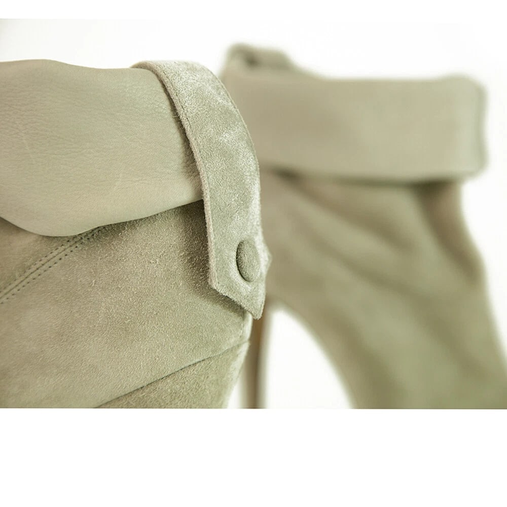 Brian Atwood Gray Suede Leather Pull On Calf Booties Boots Heels Shoes size 37 - 4