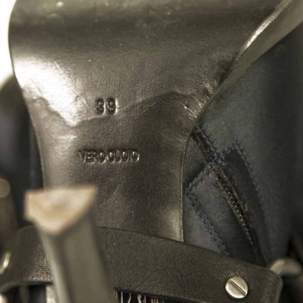 Ermanno Scervino Blue Satin Black Leather Over The Knee Boots Heels Shoes sz 39 - 7