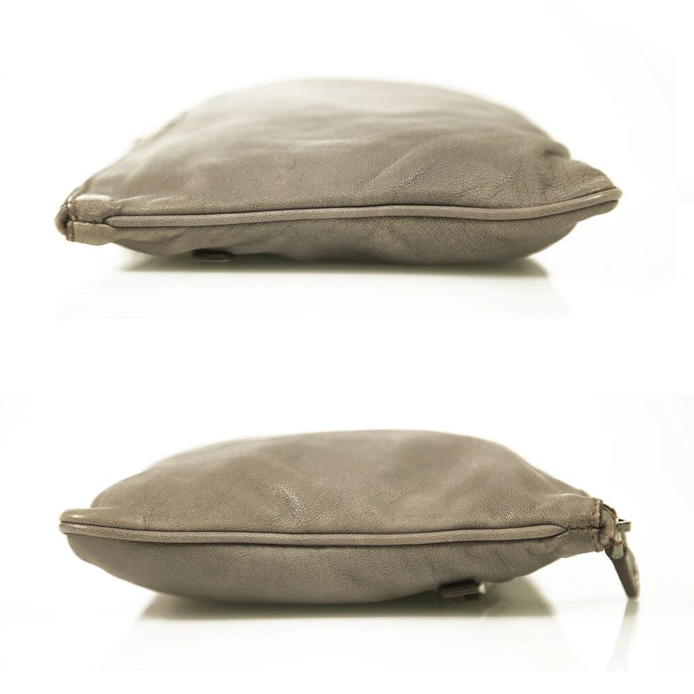 Miu Miu gray distressed leather medium sized clutch bag with gunmetal hardware - 5