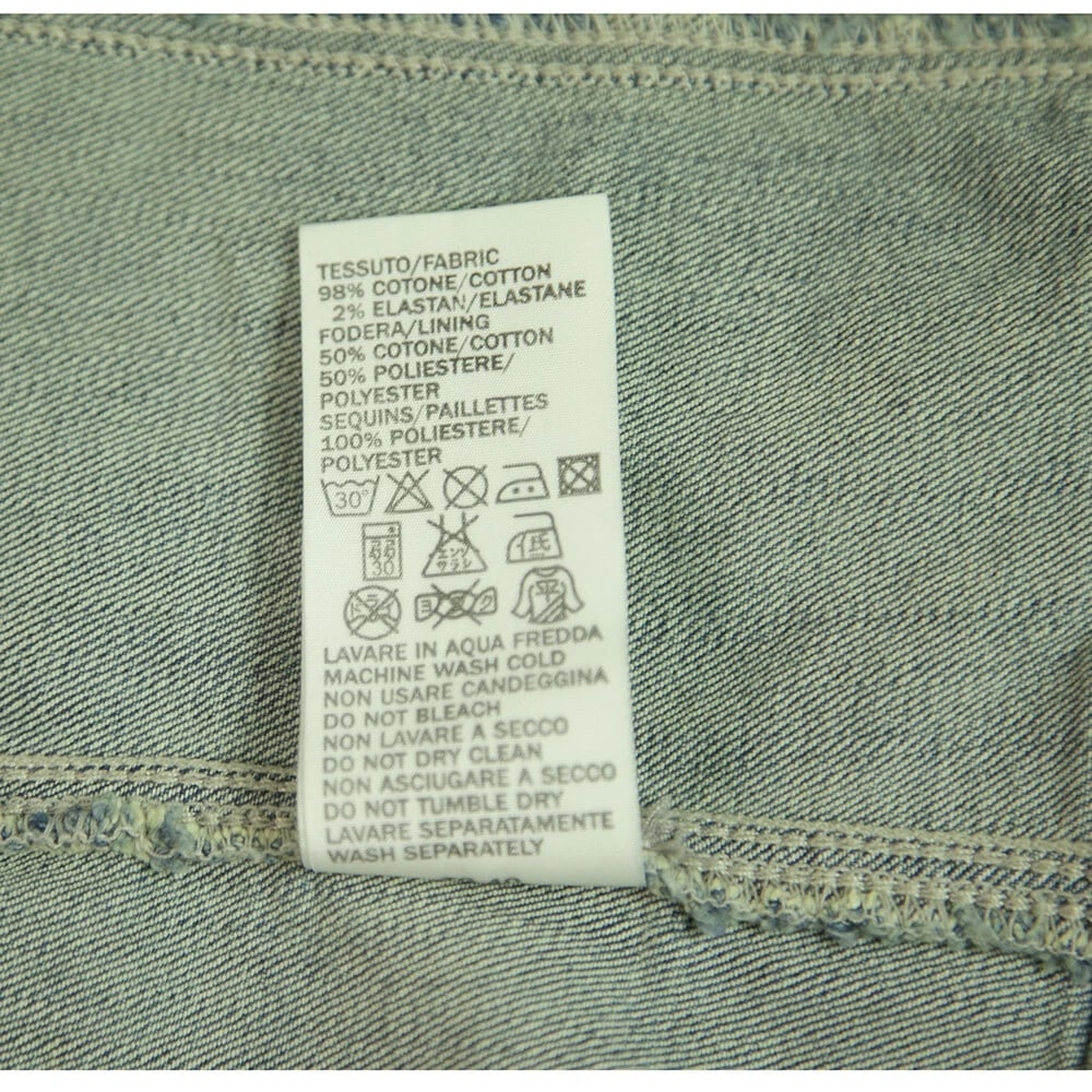 Manila Grace Blue Denim Jeans Sequined shoulders Vest Jacket Gillet sz 40 - 5