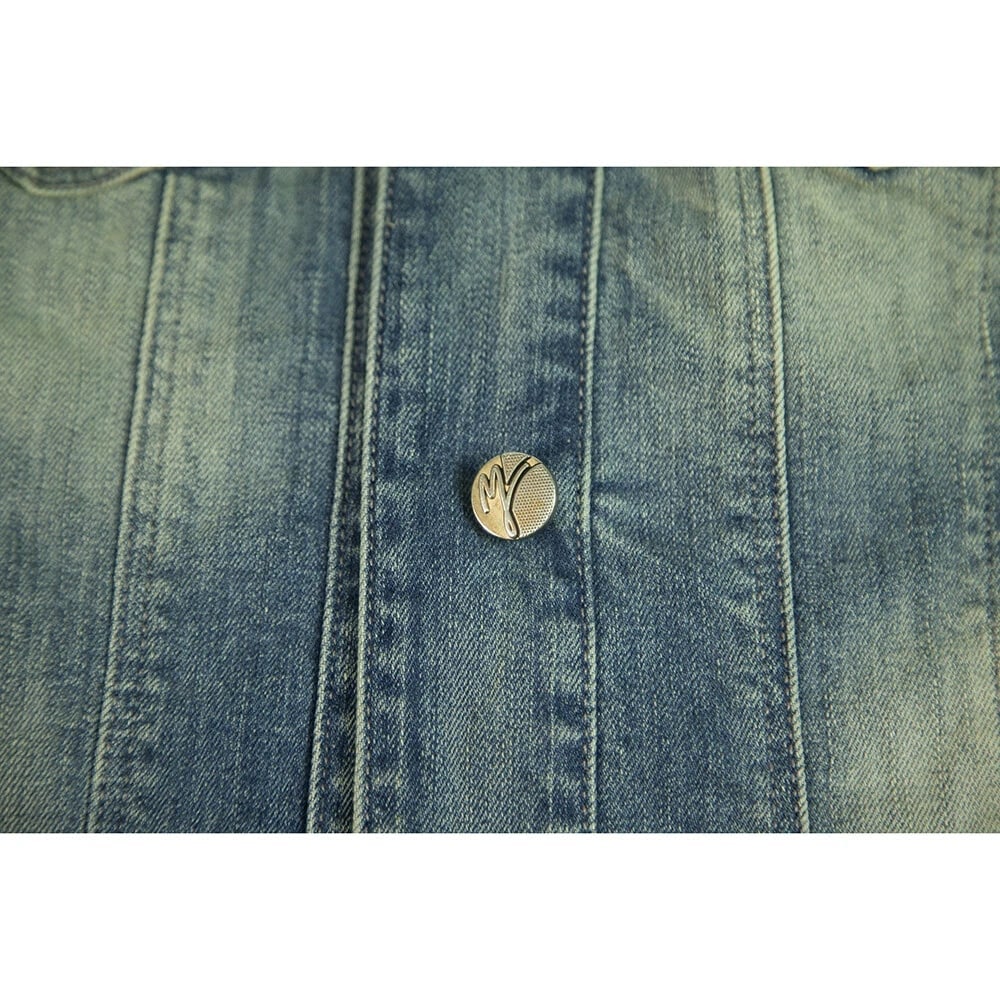 Manila Grace Blue Denim Jeans Sequined shoulders Vest Jacket Gillet sz 40 - 6