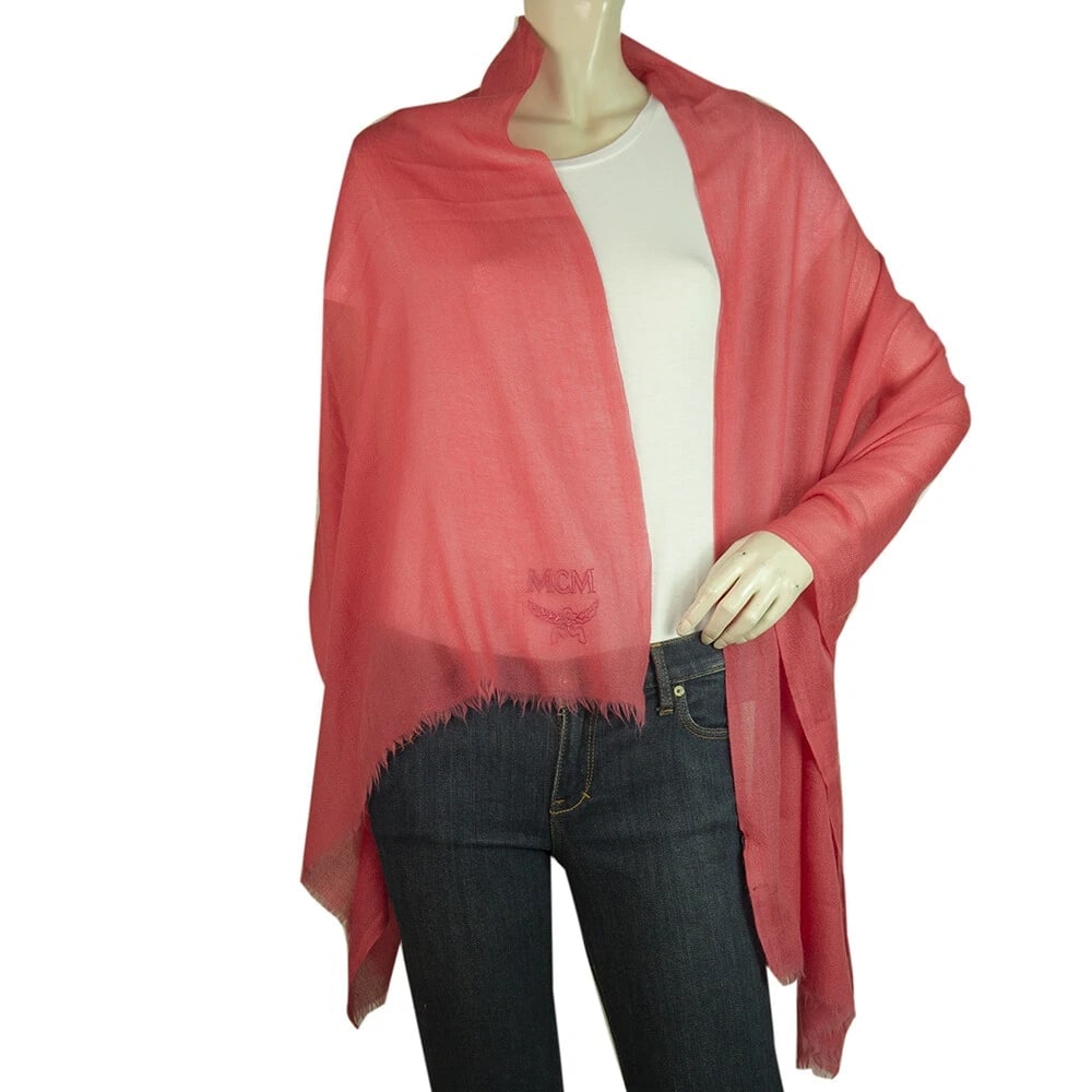 MCM Fuchsia Cashmere Wool Large Scarf Pashmina Shawl - 3