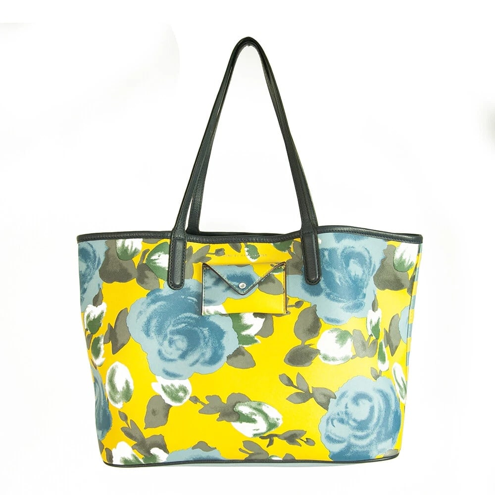 Marc by Marc Jacobs Yellow Blue Floral Canvas Shopper Tote Shoulder Bag Handbag: Title:Marc by Marc Jacobs Yellow Blue Floral Canvas Shopper Tote Shoulder Bag Handbag Description:Marc by Marc Jacobs Yellow Blue Floral Canvas Shopper Tote Shoulder Bag Handbag This fun and sweet tot