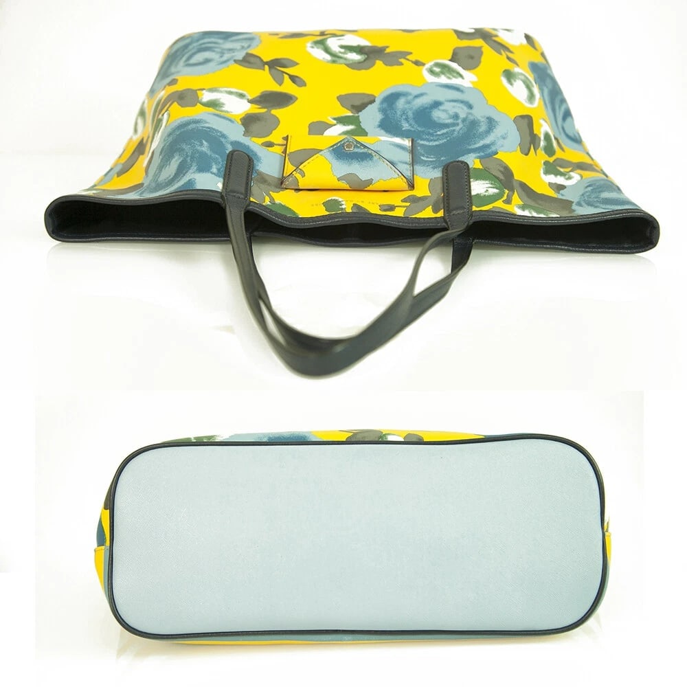 Marc by Marc Jacobs Yellow Blue Floral Canvas Shopper Tote Shoulder Bag Handbag - 3