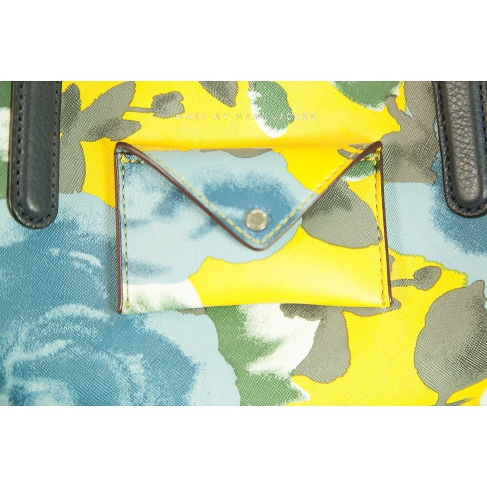 Marc by Marc Jacobs Yellow Blue Floral Canvas Shopper Tote Shoulder Bag Handbag - 7
