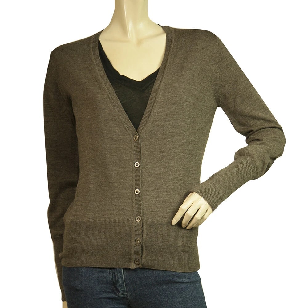 Joop! Brown 100% Merino Wool Knit Short Six Buttons Cardigan Cardi sz 38 (1 of 6)