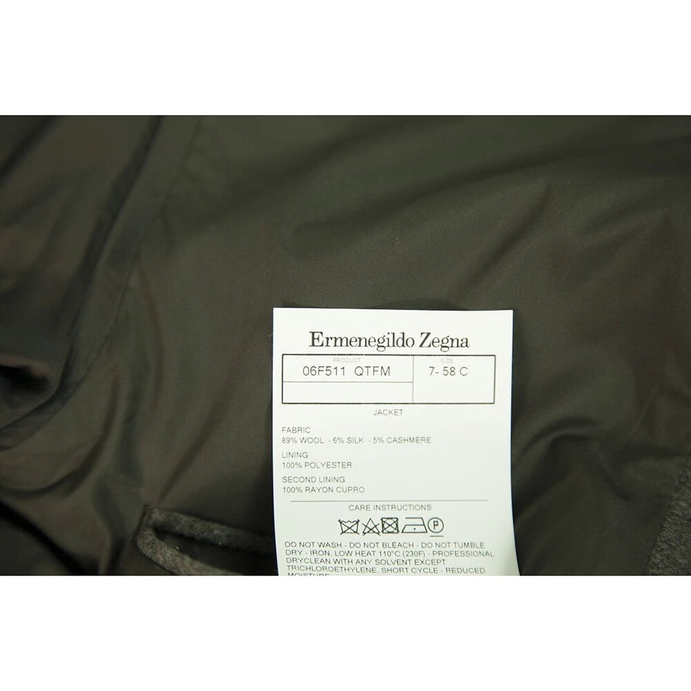 Ermenegildo Zegna Gray Wool Silk Cashmere Button Front Men's Jacket size 7- 58 C - 4