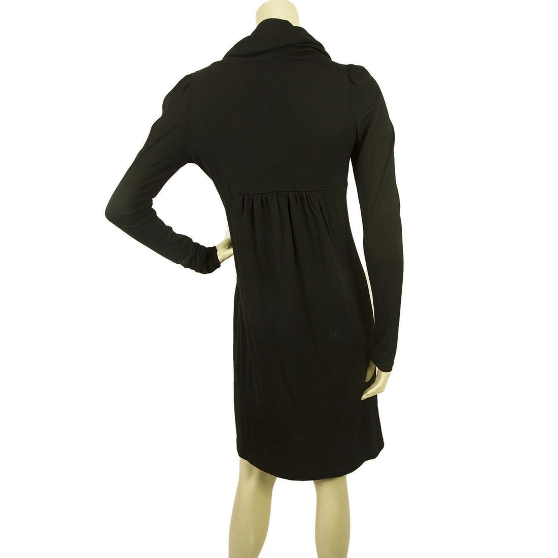 Vanessa Bruno Black Wool Fine Knit Long Sleeves Cowl Neck Mini Dress - 2