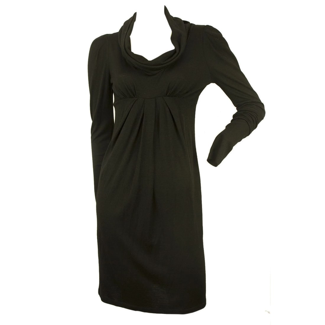 Vanessa Bruno Black Wool Fine Knit Long Sleeves Cowl Neck Mini Dress - 7