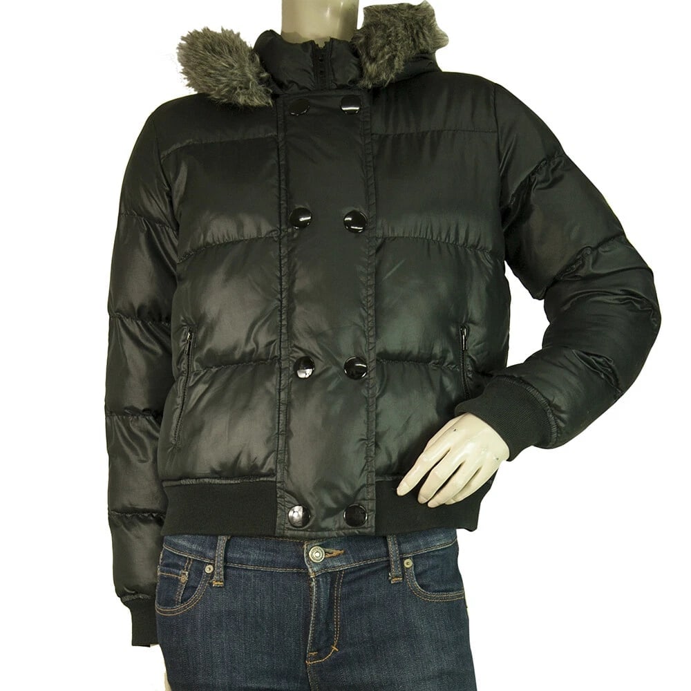 Burberry Girl's 12Y Black Polyester Quilted Puffer Hooded Jacket (1 of 6)