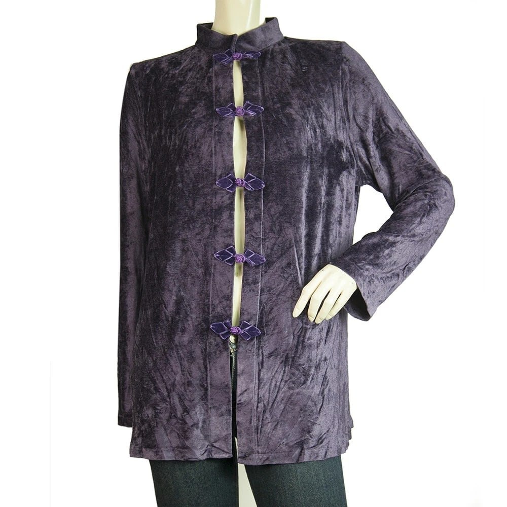 Margherita Mazzei Purple Velour Kimono Buttons Long Cardigan Cardi (1 of 7)