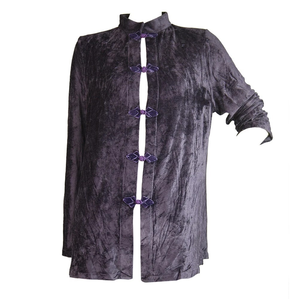 Margherita Mazzei Purple Velour Kimono Buttons Long Cardigan Cardi - 2