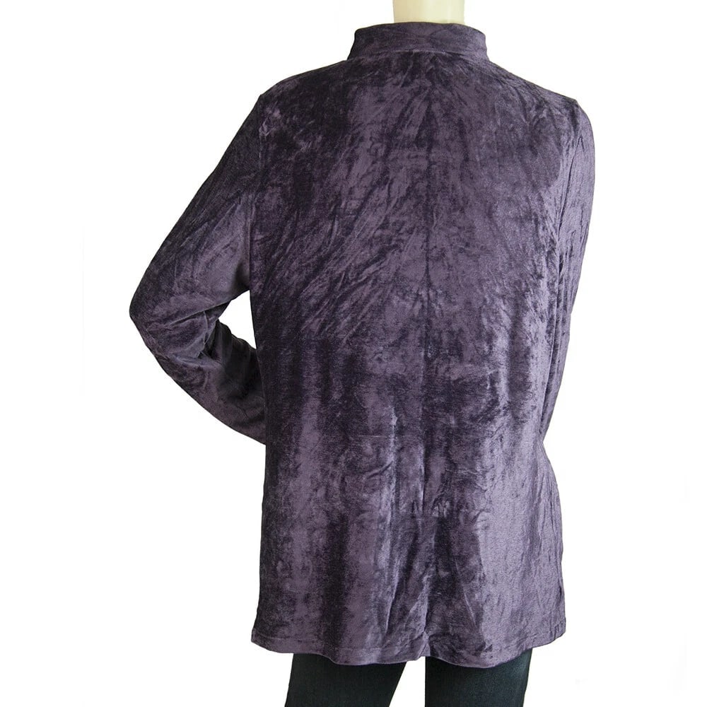 Margherita Mazzei Purple Velour Kimono Buttons Long Cardigan Cardi - 3