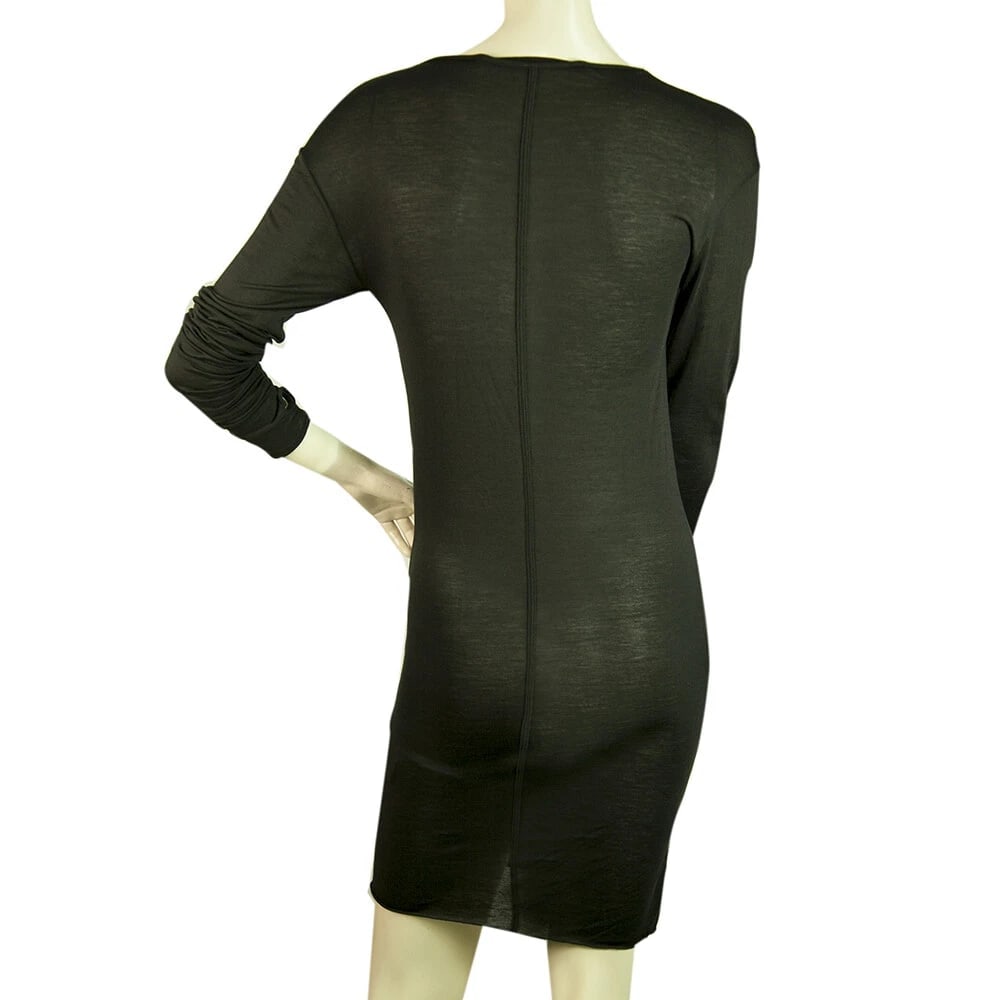 Isabel Benenato Black Bodycon Mini Length Long Sleeves Woolen Dress sz 42 - 2