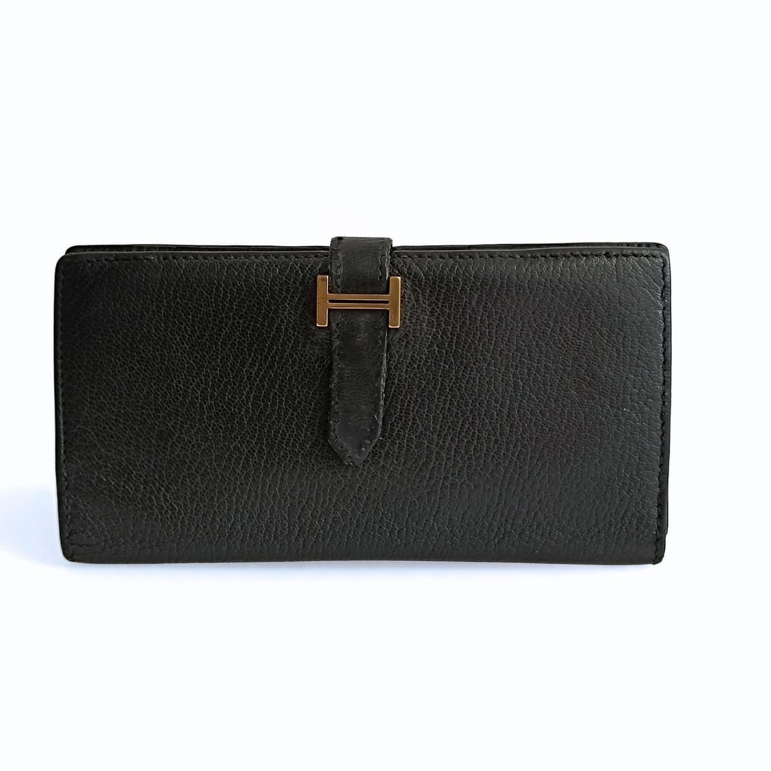 Hermès vintage Béarn Soufflet wallet in black leather (1 of 5)