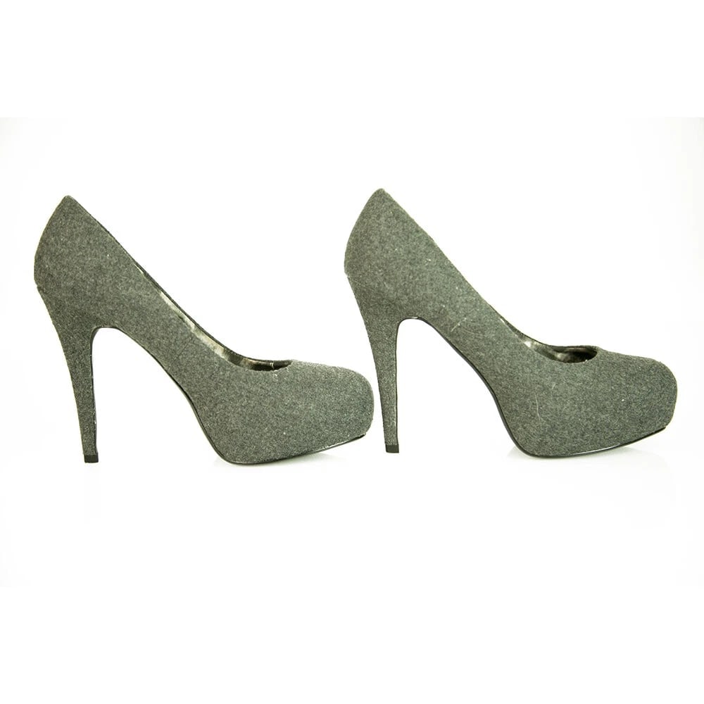 Next Gray Tweed Platform High Heel Pumps Shoes size UK 6, Eur 39 - 5