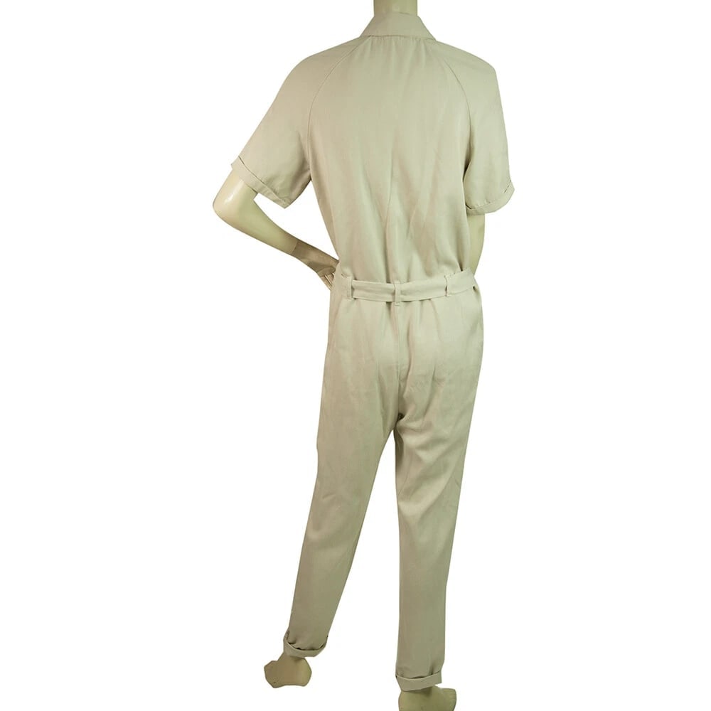 American Vintage Cream Soft Lyocell Short Sleeve Belted Overall Jumpsuit size S - 2