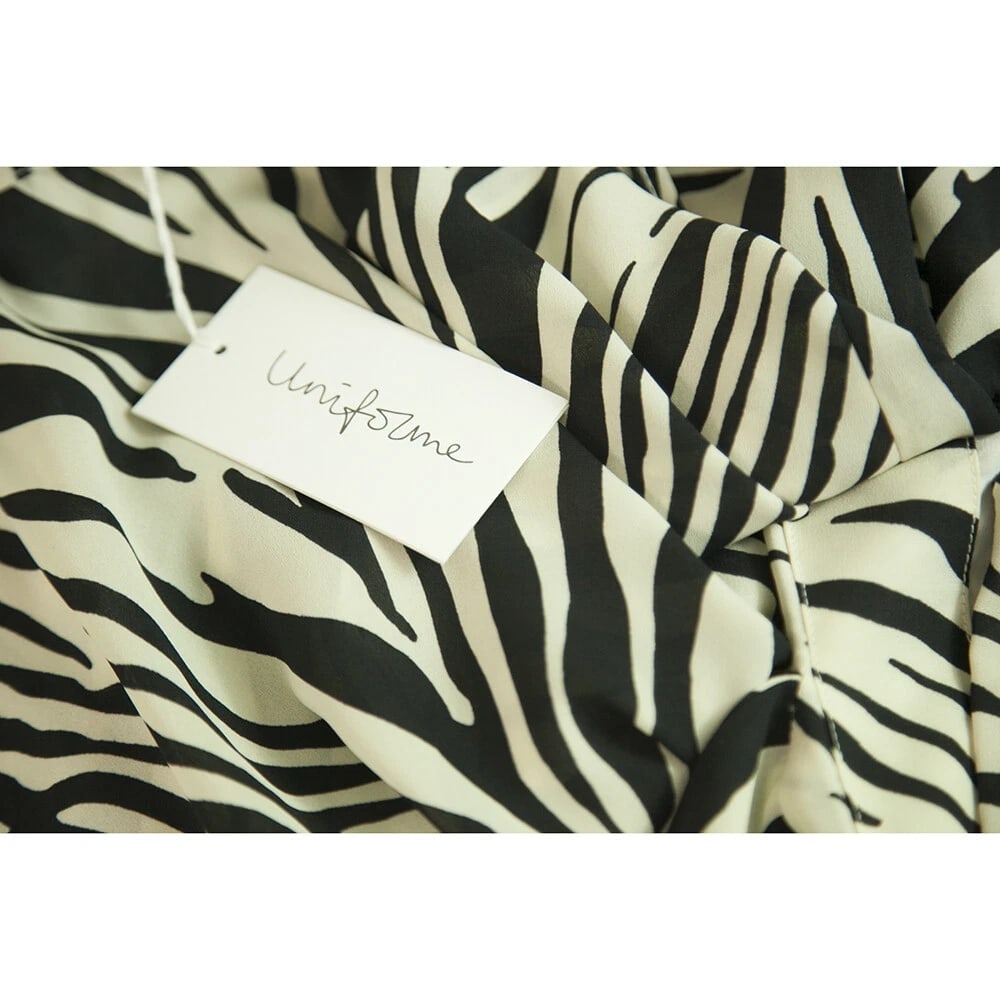 Uniforme Cream & Black Zebra Animal Print Cami Top Mini Skirt Set size S - 6